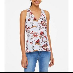 LOFT Bloom Halter Shell Light Blue Floral Blouse S